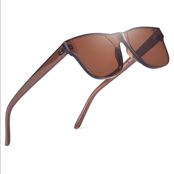 Rimless Wayfarer Sunglasses Retro Brown Classic - Picture 2 of 5
